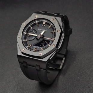 离岸黑金表壳氟胶带适用细手腕 小款 适用于卡西欧GMAS2100正品 改装