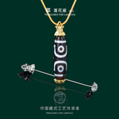 天珠配件DIY空托扣头万能可拧开装 文玩吊坠项链莲花托架 桶珠藏式