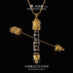 藏式大黑天螺丝扣头空托可拧开DIY穿文玩古珠配件项链吊坠