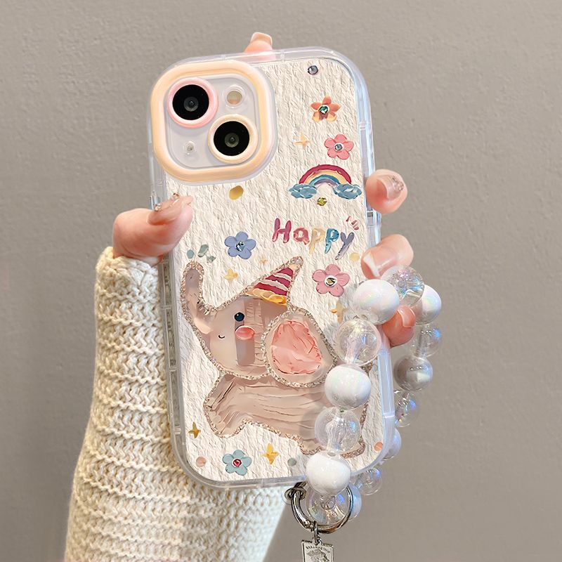 适用苹果15promax手机壳新款iphone14保护套防摔13pro金属圈全包12por硅胶11卡通小象plus软外壳可爱女款