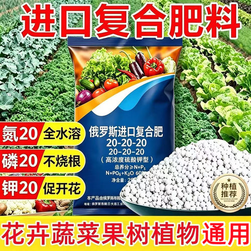 俄罗斯原装进口复合肥20-20-20花卉蔬菜小麦玉米果树100斤通用