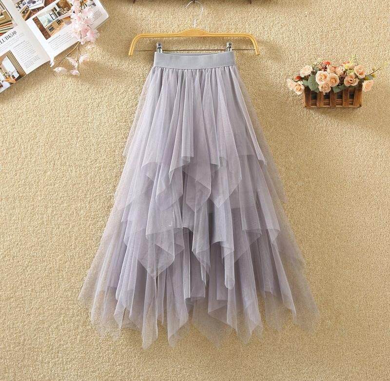 。不规则网纱裙女秋冬韩版高腰百搭显瘦a字蓬蓬裙纱裙中长款半身在类目 女装/女士精品, 半身裙中 - 来自Buy2taobao.com提供专业的淘宝代购服务