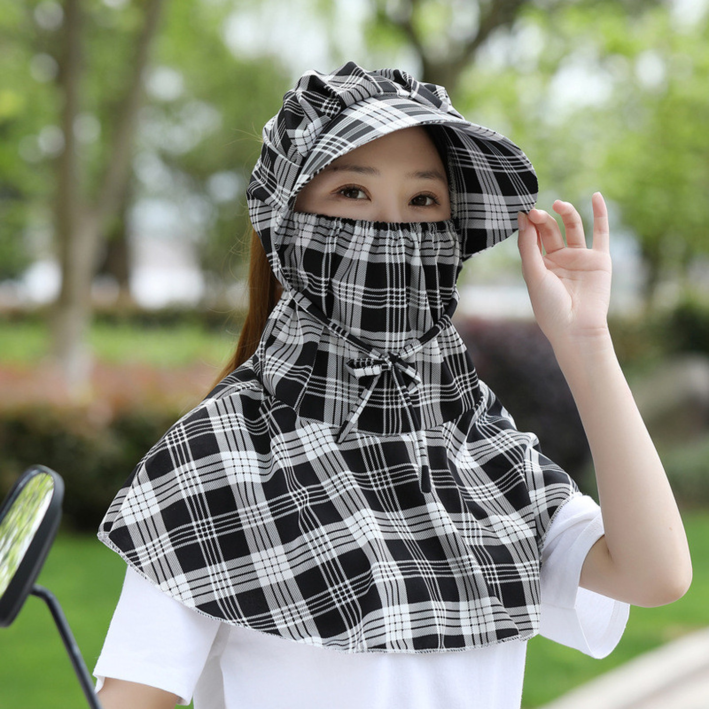 护脖一体帽子女款夏季防紫外线采茶干活遮阳帽遮脸披肩防晒太阳帽