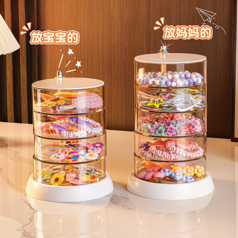 少儿发饰收纳盒新款旋转发卡头饰夹头饰品盒子头绳皮筋首饰盒多层