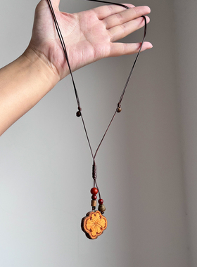 文艺复古植物干果长款毛衣链女款