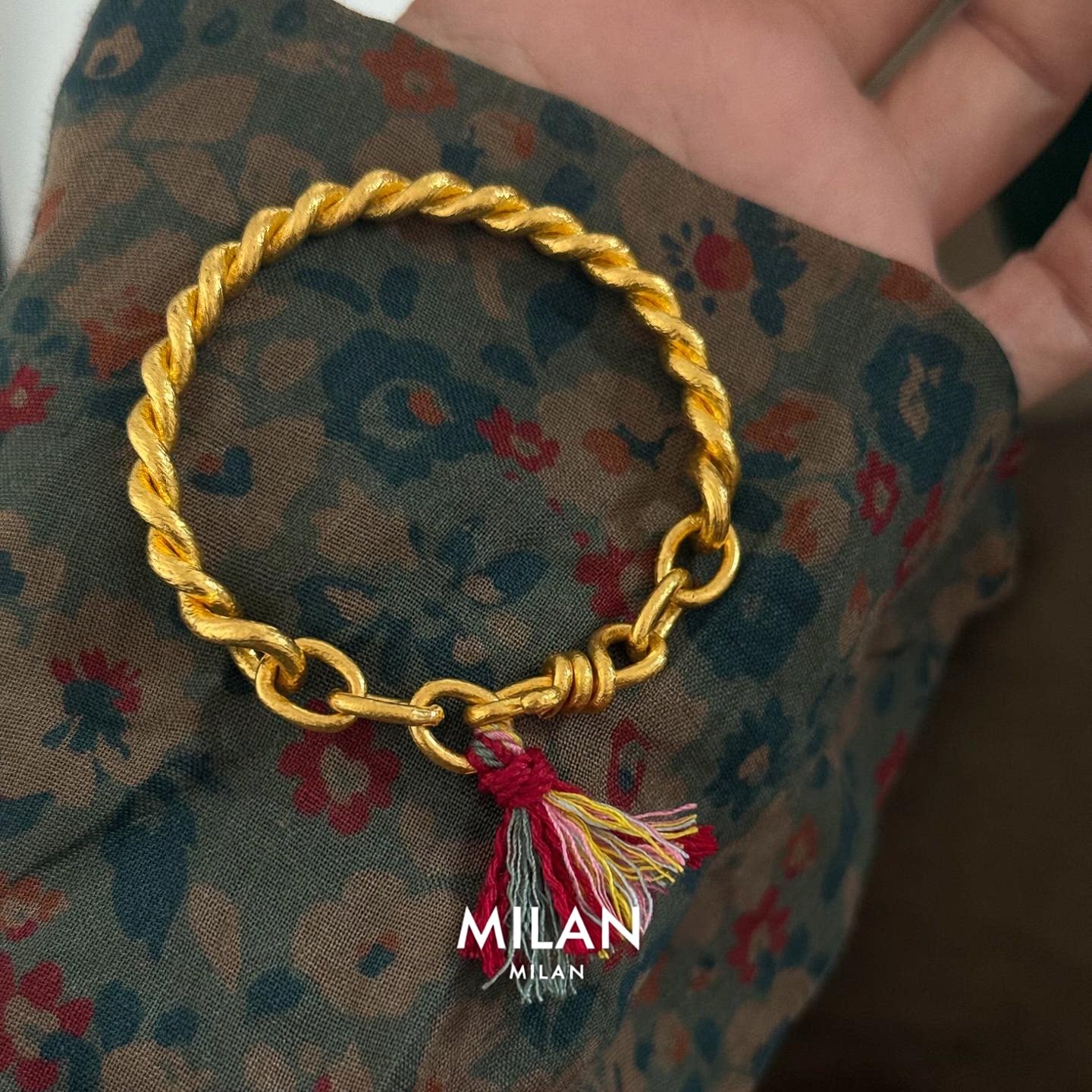 复古金色麻花古巴手链女图片