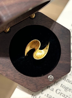 S925纯银金色波浪不规则戒指女