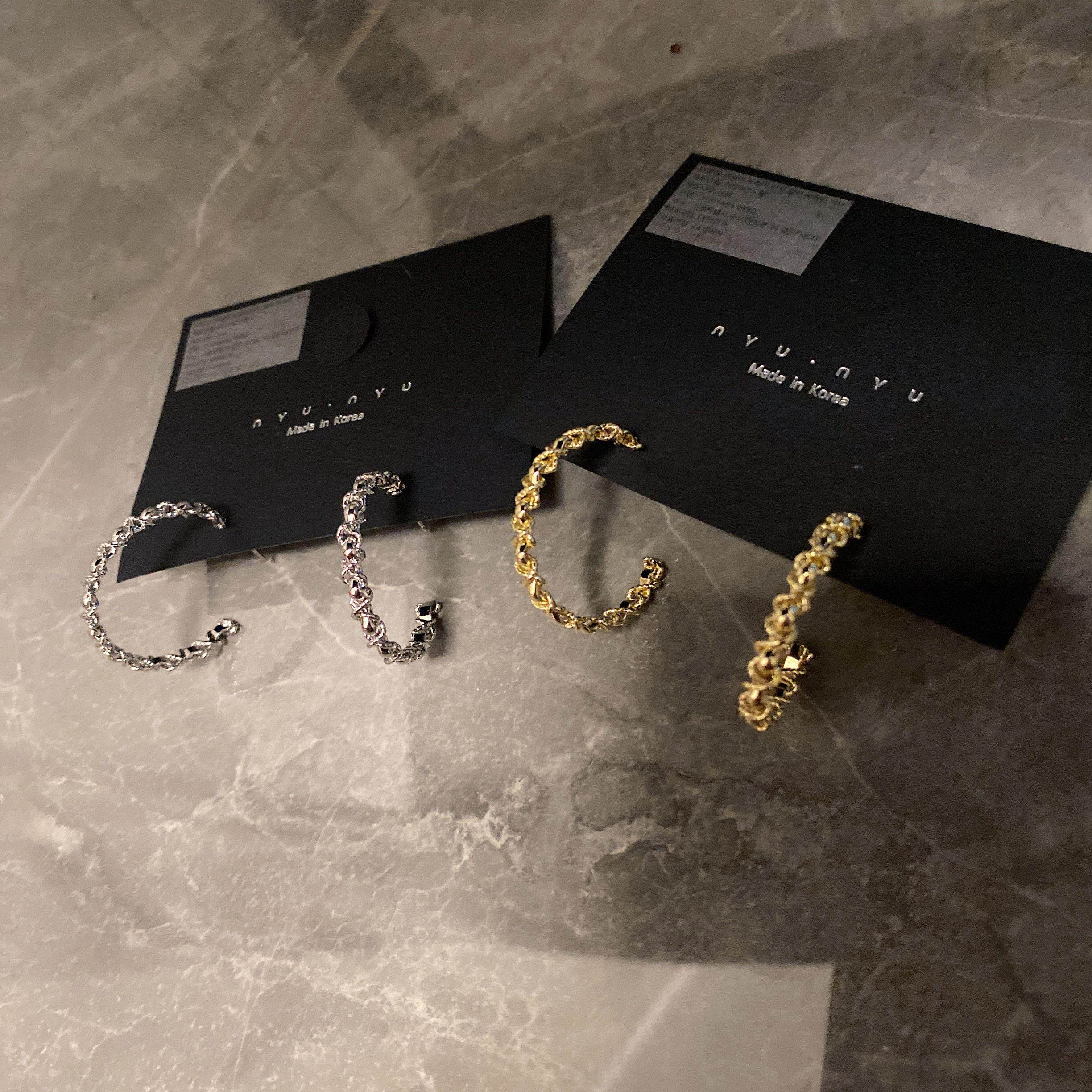 S925纯银金属交缠鸟巢球球圈圈耳环女2025新款高级感轻奢耳钉耳饰