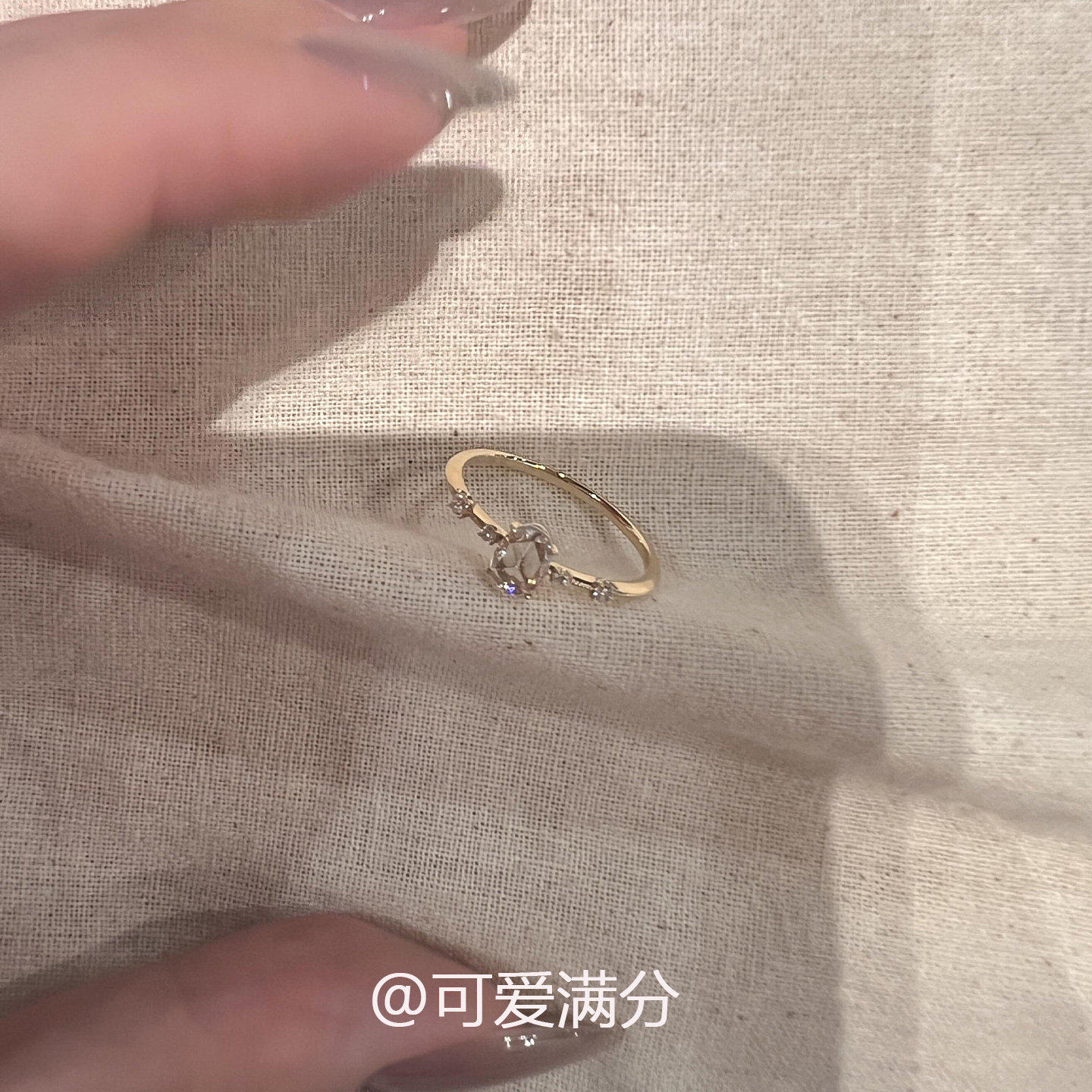 S925纯银金色满天星闪钻戒指女图片