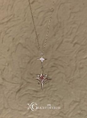 S925纯银四芒星吊坠项链女