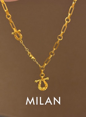 S925纯银碎冰冰U型马蹄项链女