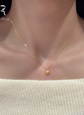 S925纯银拉丝四芒星项链女