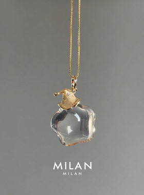 清透水润水晶圆滚滚星星帽子项链