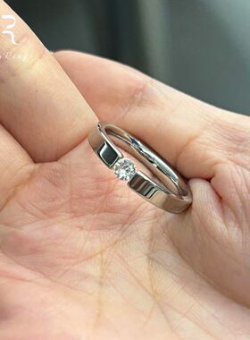 S925纯银单钻素圈戒指女
