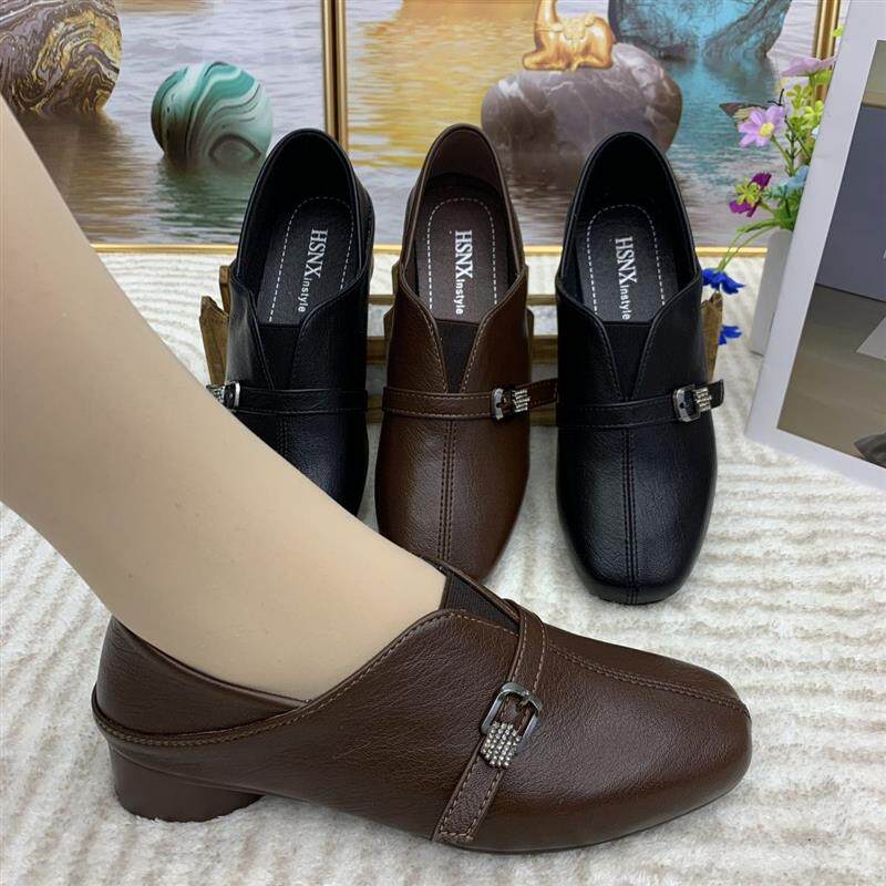 单鞋新款春季软皮妈妈女鞋防滑软底中年女士皮鞋舒适低跟女款鞋子