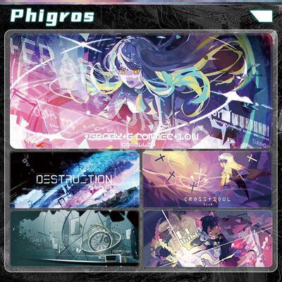 phigros曲绘鼠标垫超大号极星卫音游防滑桌垫电脑键盘垫锁边定制