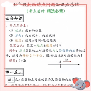 25秋新七年级上册数学数轴动点问题专项练习知识点每日一练小纸条