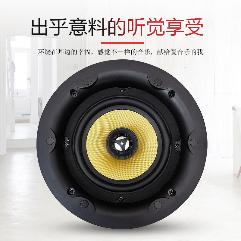 浪歌M5背景音乐定阻吸顶喇叭吊x顶音箱窄边同轴分频4/5/6寸8欧环