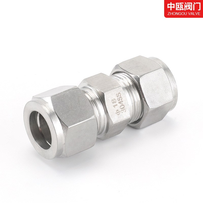供应卡套式直通中间接头不锈钢管接头直通终端接头双卡套式接头