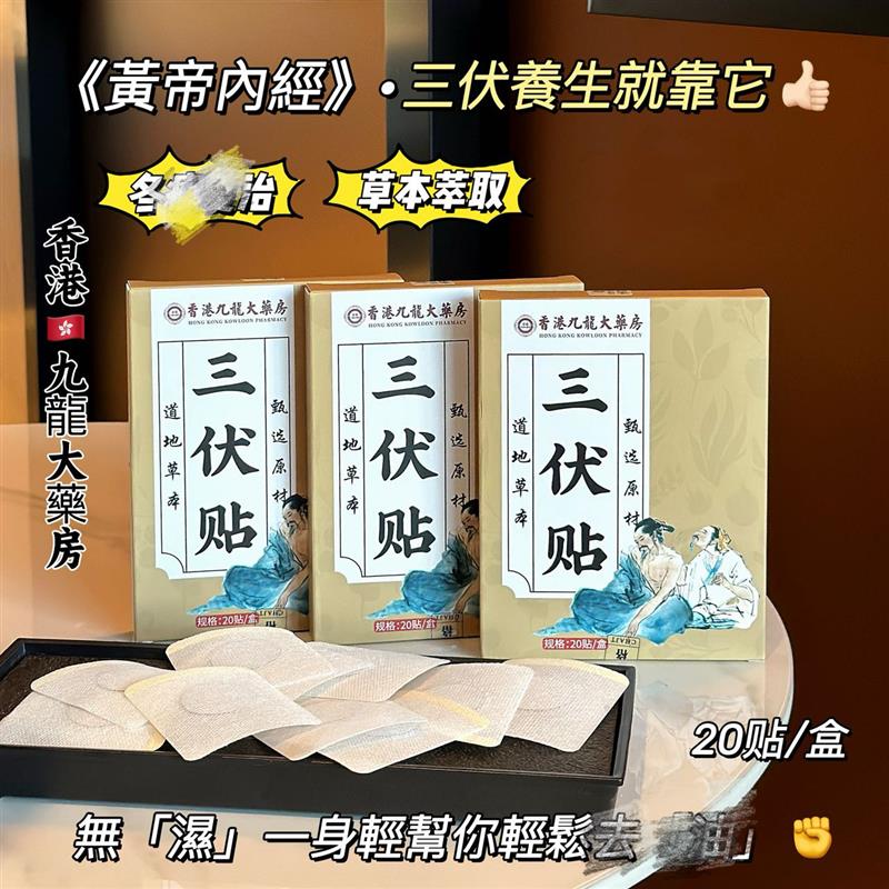 香港九龙大药房三伏贴温灸关节贴艾草热敷贴艾灸穴位贴肚脐贴保健