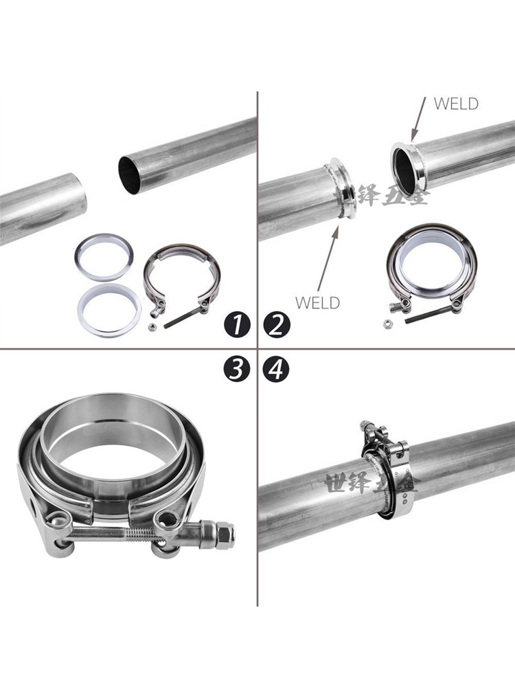 速发排气管卡箍法兰不锈钢子母接头消音器抱箍304V型喉箍管夹卡扣