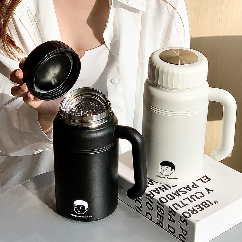 巨无霸保温杯女2025新款高颜值泡茶杯大容量办公室水杯男款带把手