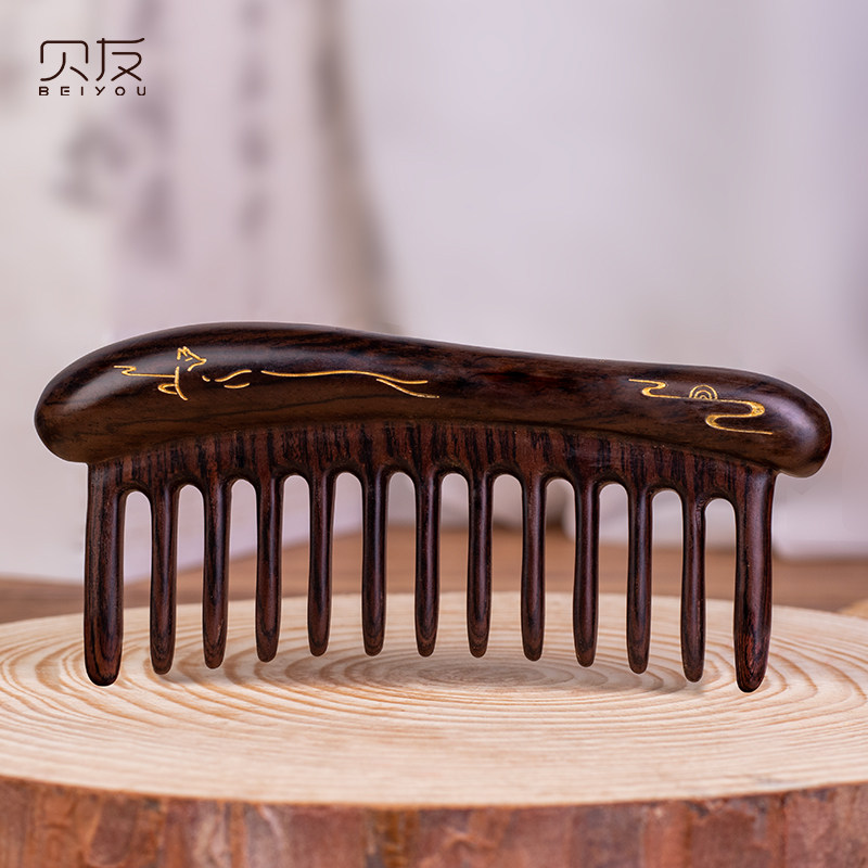 贝友黑檀木梳子女士长发专用木头按摩梳头皮经络蓬松便携女生礼物