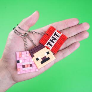 8Pcs Pixel Birthday Party Favors Minecraft Game Keychain Set