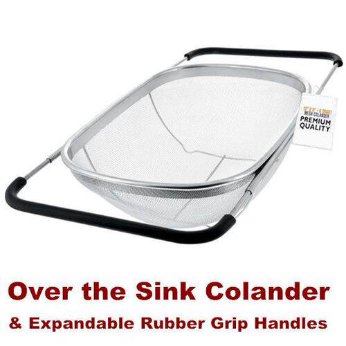 Over Sink Colander Strainer Basket Drain Rinse Vegetables