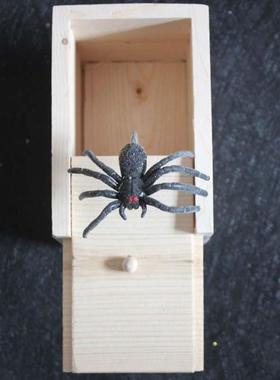 Funny Scare Box Wooden Prank Spider Hidden spoof toys