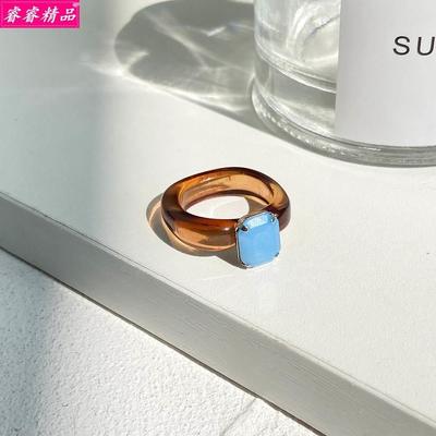 cute Inlaid rhinestone resin index finger ring Fashion girl