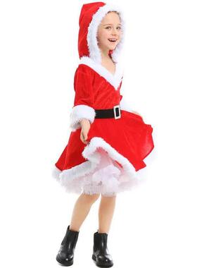 Deluxe Girls Miss Santa Claus Costume Christmas Red Dress