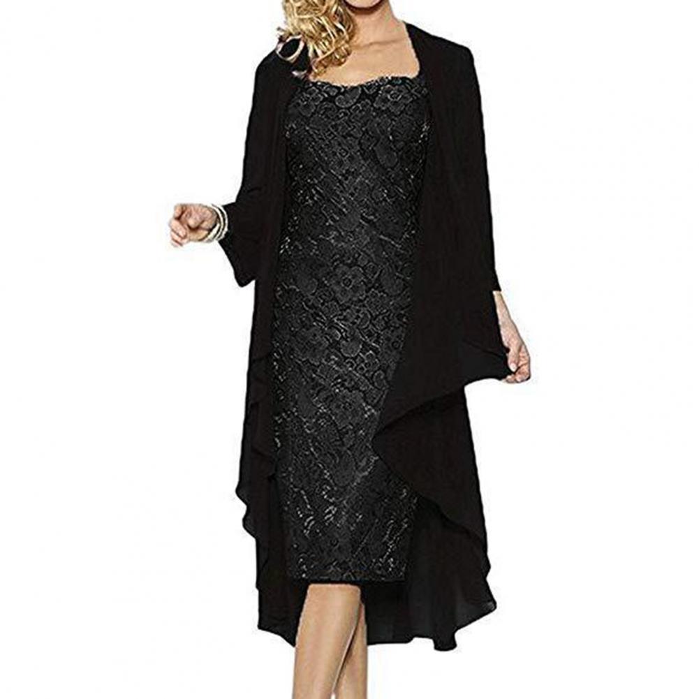 Formal Dress Set Women Outfit Elegant Flower Pattern Lace Vi