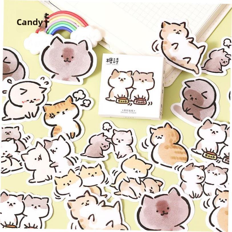 45 Pcs Kawaii Cat Stickers Aesthetic Stationary Cute Sticker