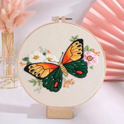 DIY Embroidery Kit Butterfly Printed Pattern for Beginner Cr