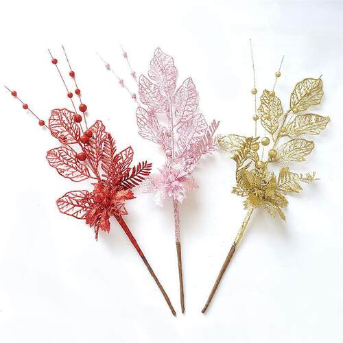 圣诞节Christmas Pink Flower Simulated tree branch insertion