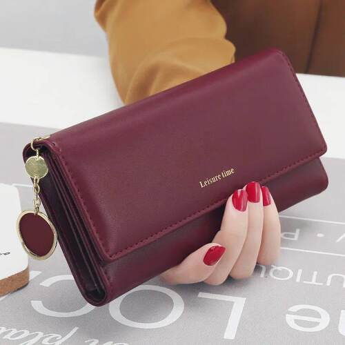 Fashion Women Wallets Brand Letter Long Tri-fold Wallet Purs