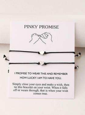 Vintage heart-shaped wax rope woven Bracelet women 蜡绳手炼