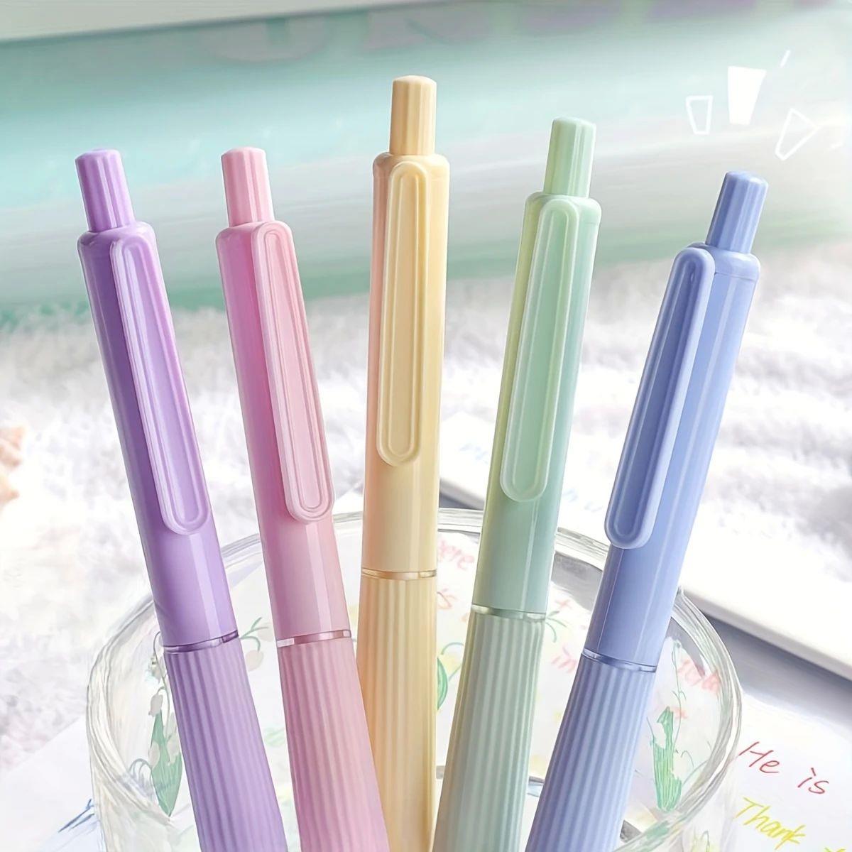 5Pcs Colored Pens, Retractable Gel Pens 0.5mm Colored Ink Qu