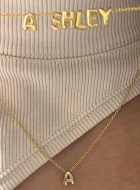 Dainty Mini Bubble Letter Necklace Gold Plated Balloon Initi