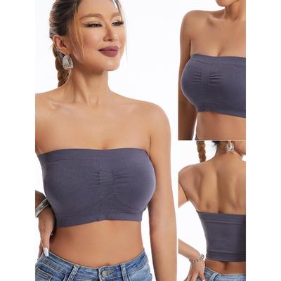 Strapless Bandeau Bra Seamless Bralettes Tube Top with Pads