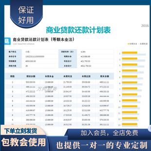 原创设计商业贷款利息还款计划表等额本金法含公式EXCEL表格定制