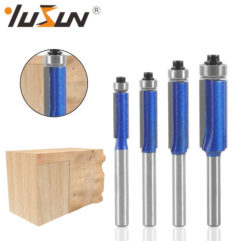 宇盛专业级修边刀1/4柄四件套双刃直刀木工铣刀修边机电木铣刀具
