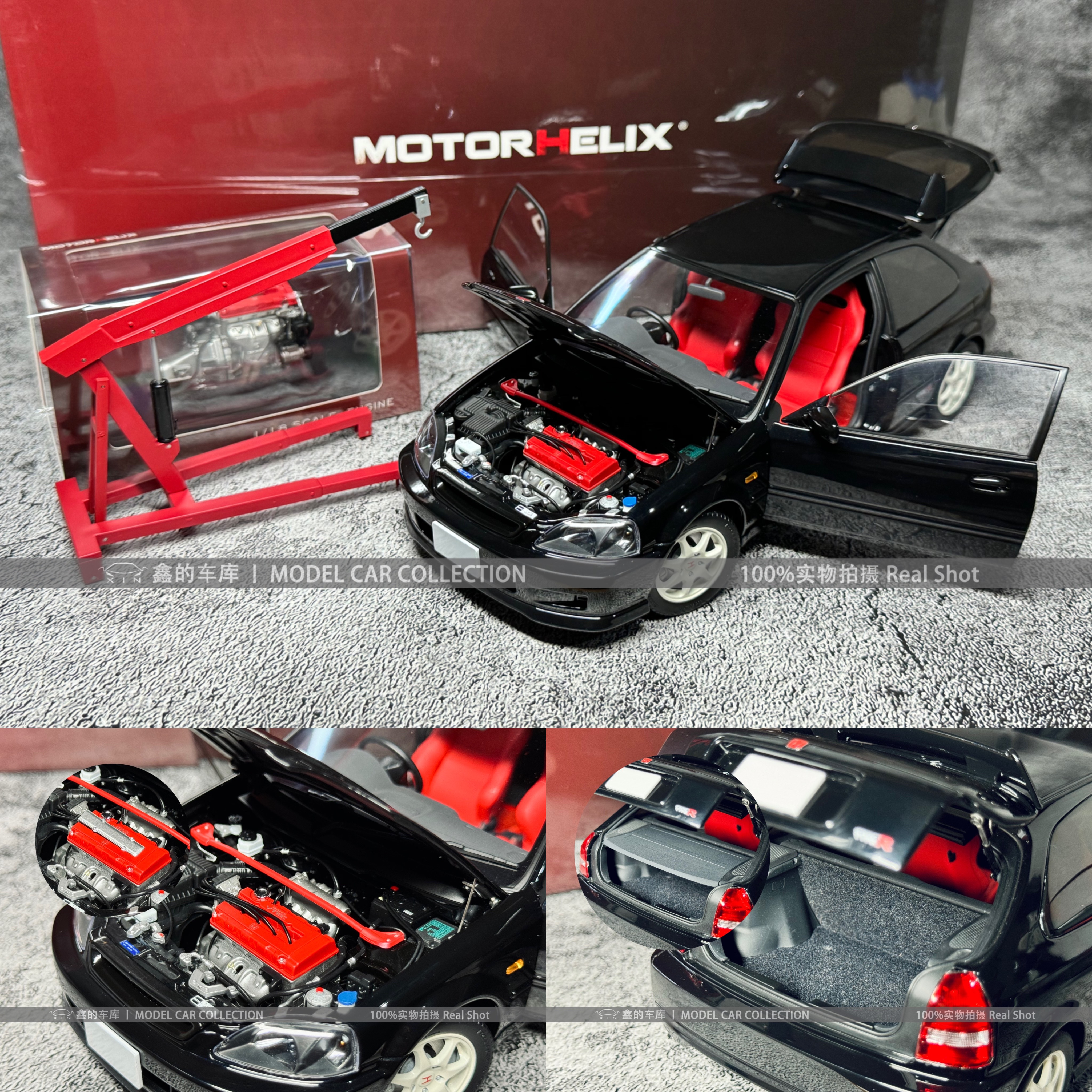 现货 MH 1:18 本田思域 TypeR EK9 送发动机 合金全开汽车模型