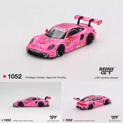 预售 MINIGT 1:64 #1052 保时捷 911 GT3R 粉恐龙 合金汽车模型