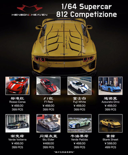 现货 HH Model 1:64 812C 树脂静态汽车模型限量收藏