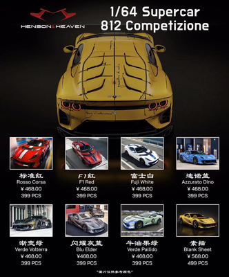 现货 HH Model 1:64 812C 树脂静态汽车模型限量收藏