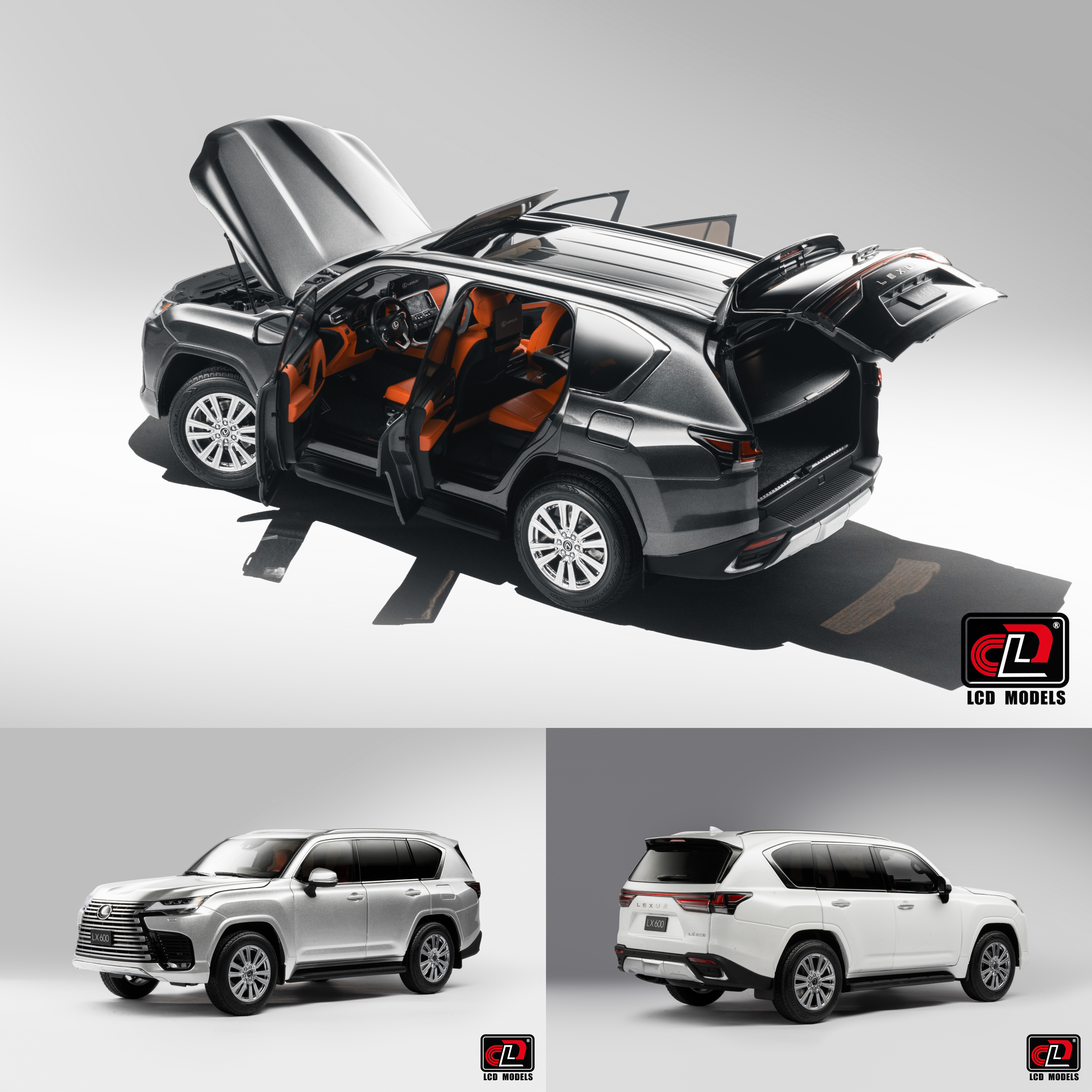 LCD 1:18 雷克萨斯LX600 越野车SUV 合金全开汽车模型收藏摆件