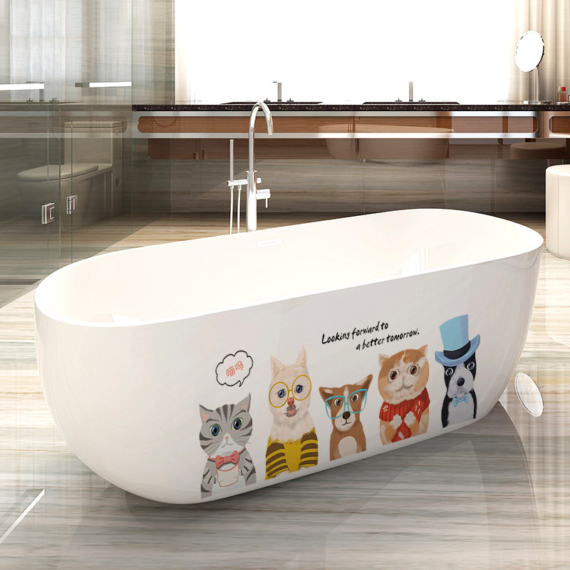 卡通浴缸贴纸卫生间浴室瓷砖防水贴画玻璃门贴创意个性3d立体墙贴