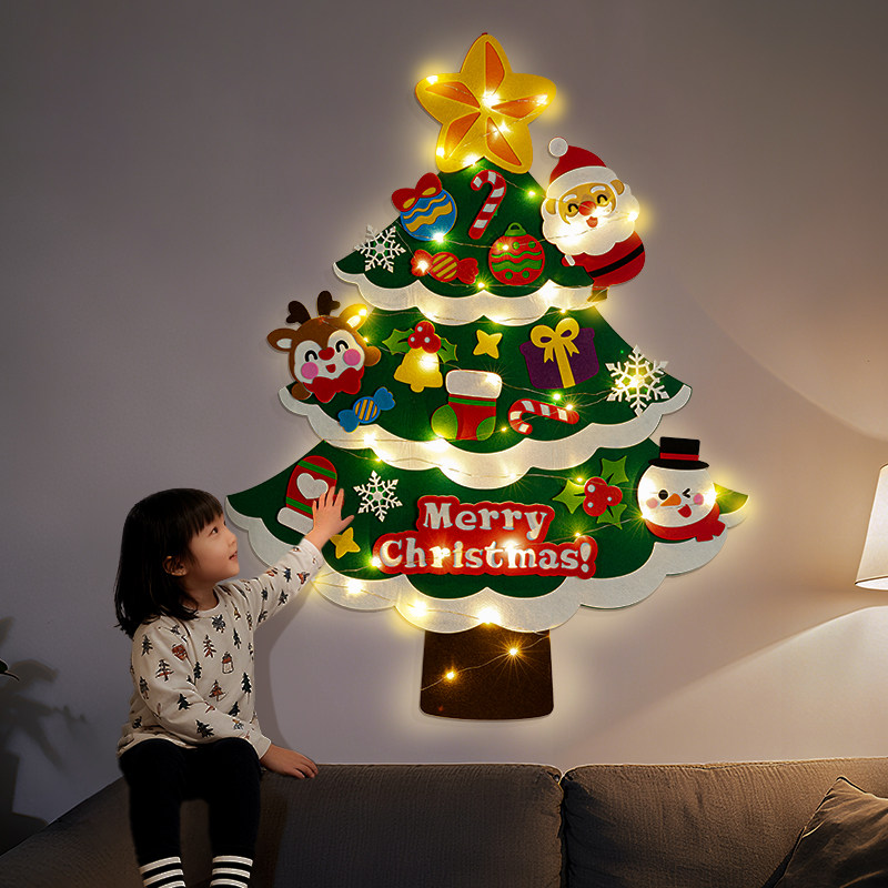 毛毡圣诞树圣诞节装饰品儿童手工diy礼物材料包氛围场景布置贴墙,节庆用品/礼品,圣诞装饰品,淘宝优惠券,粉丝福利购,淘宝优惠卷